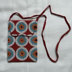 Seed Bead Beaded Circle Design Bright Colored Crossbody Bag